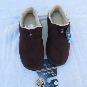 NWT Men's Isotoner Brown Faux Fur Slippers
